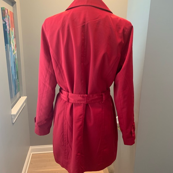 Towne Collection Red Trench Coat Jacket Large London Fog - Picture 2 of 13